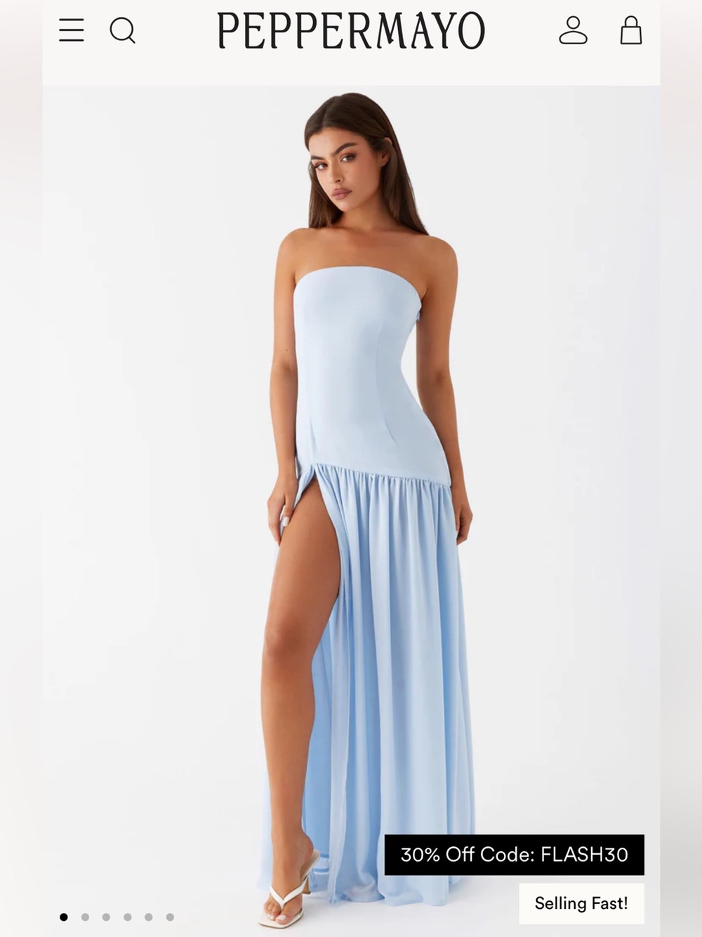 Peppermayo Eden Strapless Maxi Dress in Blue Size US 6